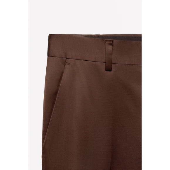 Zara Ludovic de Saint Sernin Brown Satin Flared Trousers Mens 30 0706/602/700 - Picture 4 of 10